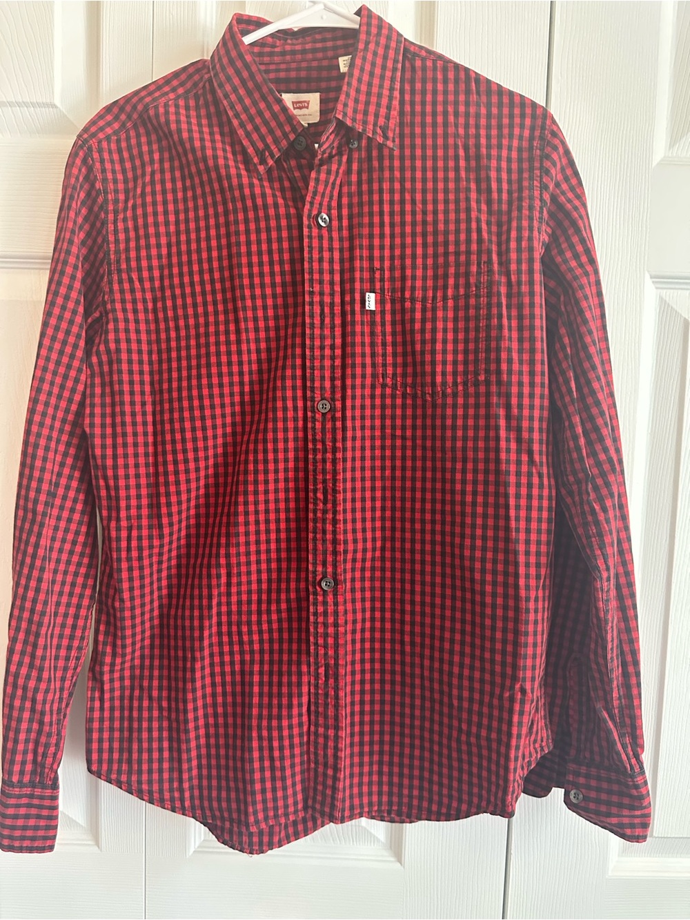 Levi's Red and Black Checked Cotton Button-Down Shirt